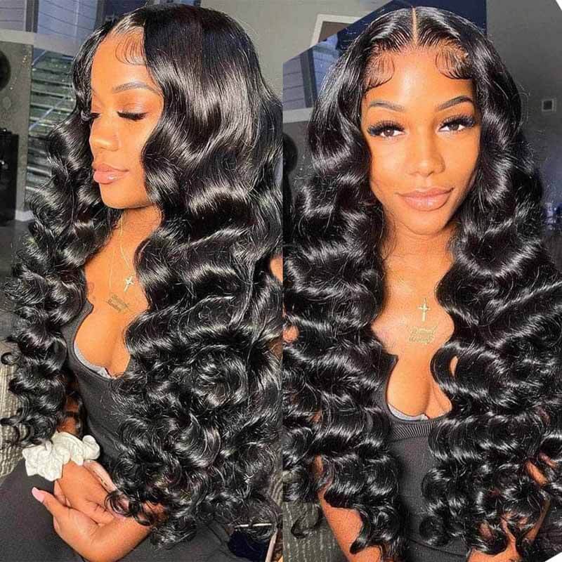 200% 250% Density Loose Wave 13x4 HD Transparent Lace Front Deep Parting High Quality Wigs Pre Plucked with Baby Hair