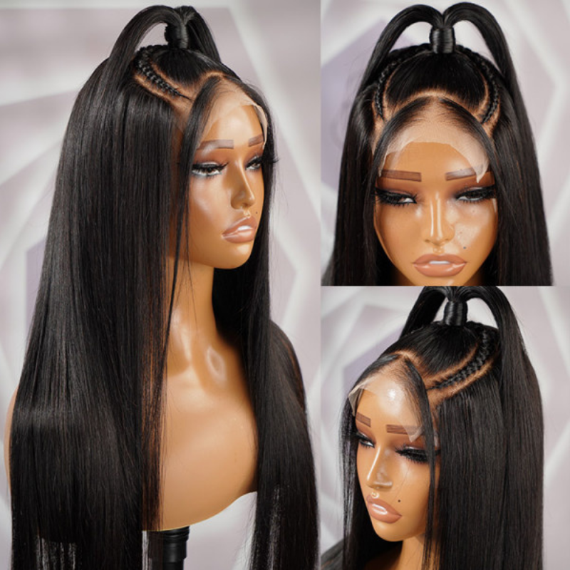 250% Density Pre-styled Half Up Half Down 13x4 13x6 Lace Frontal Straight Hair Wigs