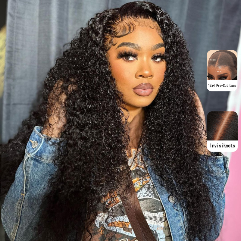 Pre Plucked Pre Bleached Wear Go Glueless Beginner Friendly Wig 250 Density 13X4 Lace Front Curly Hair Pre-Everything Wigs