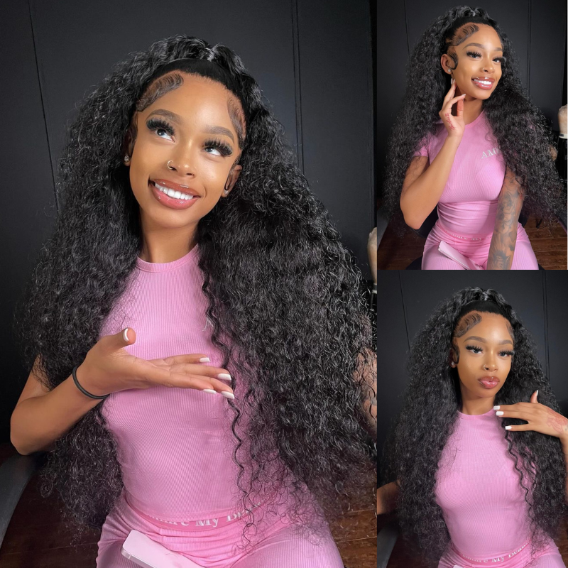 Pre Plucked Pre Everything 250 Density 13x4 Lace Front Glueless Curly Human Hair Wigs