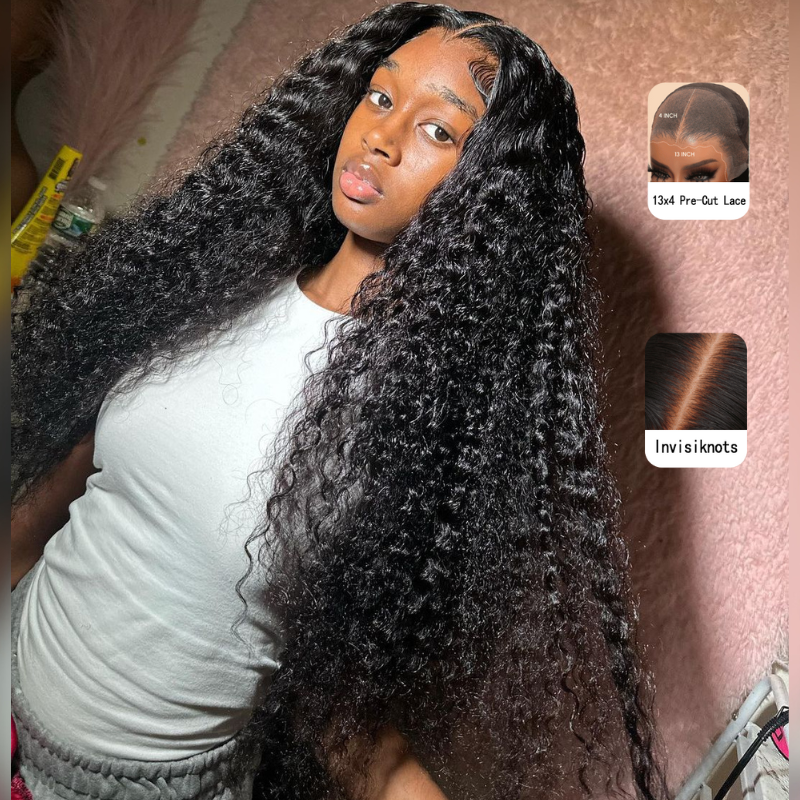 Pre Plucked Bleached Knots Pre Everything 13x4 Lace Front Deep Wave Human Hair Wigs