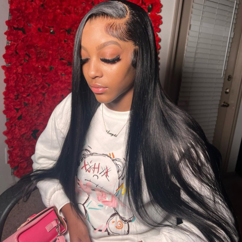 Side C Part Straight Human Hair Wig 250% Density 13x4 HD Lace Frontal Wigs