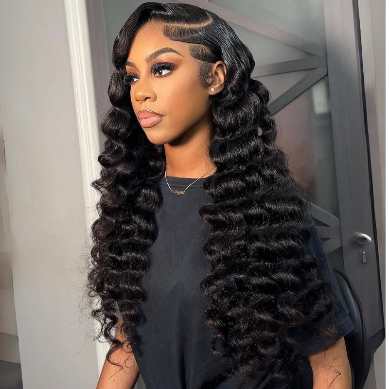 Side C Part Wand Curls Human Hair Wig 250% Density 13x4 HD Lace Frontal Wigs