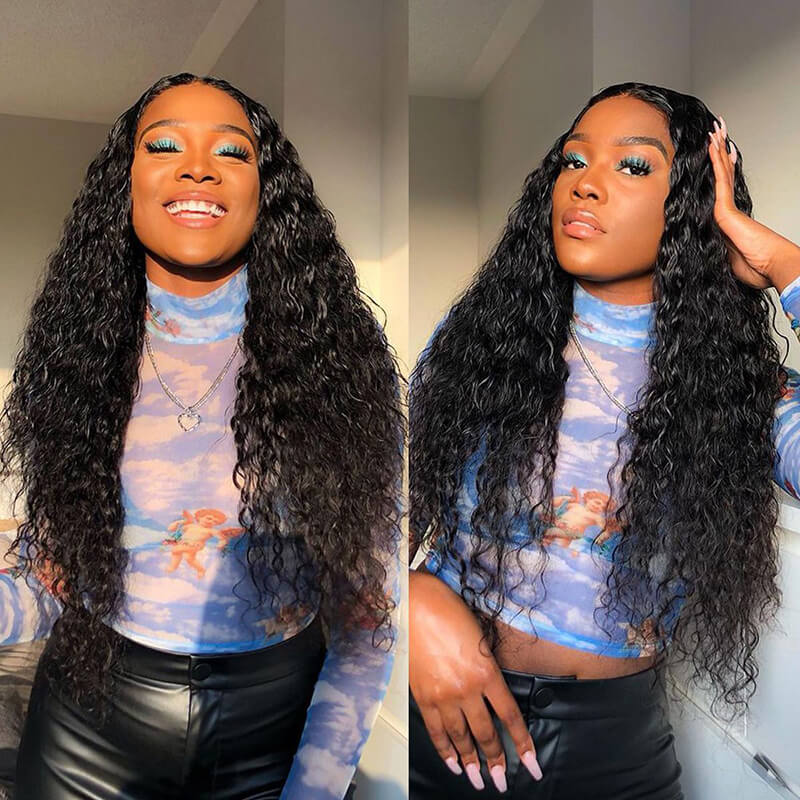 200 250 Density 13x6 Lace Front Water Wave Human Hair Wigs